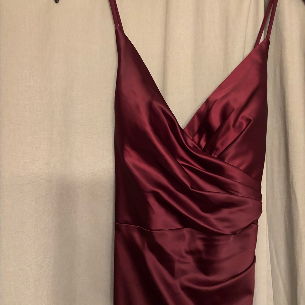 Elegant Burgundy Satin Dress